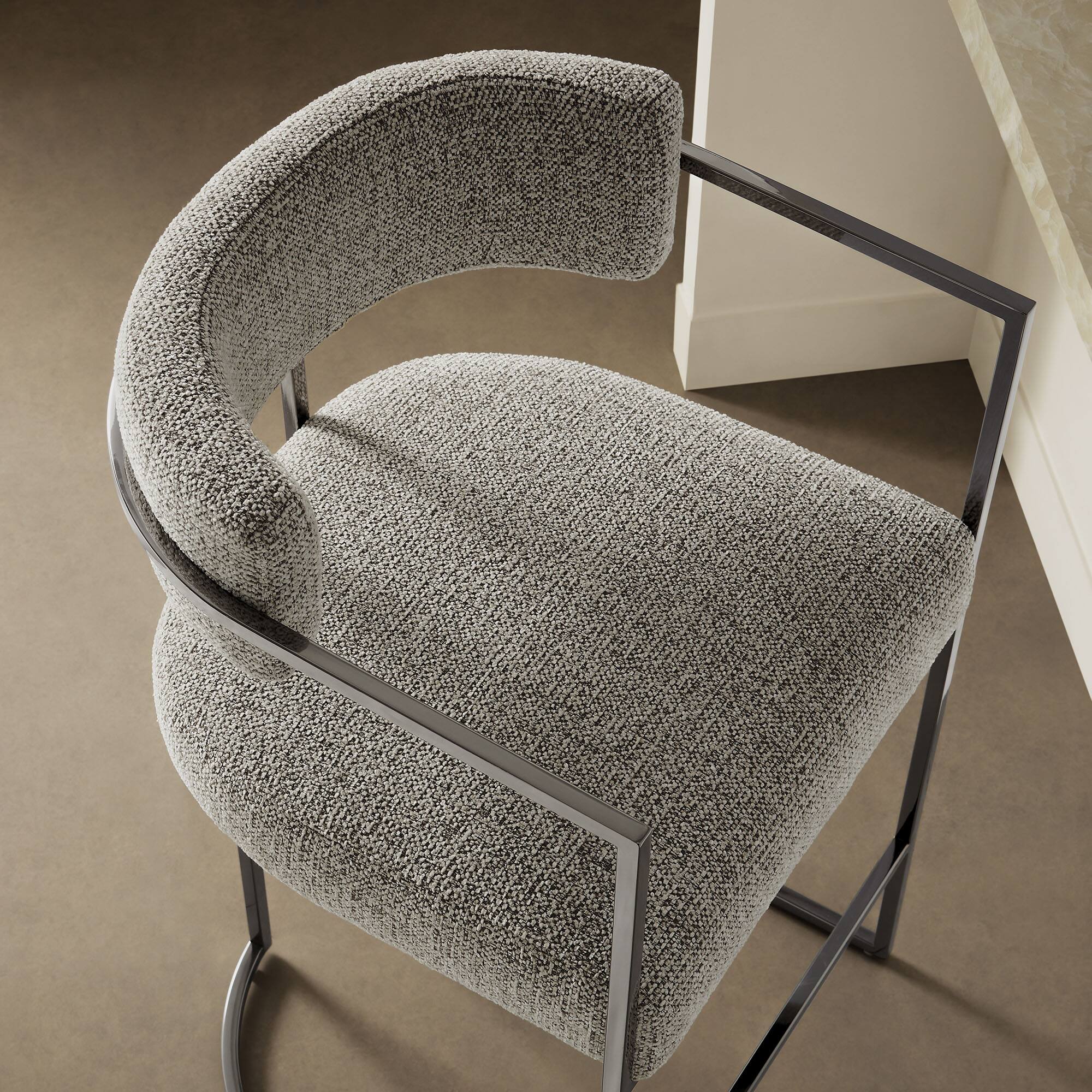 Alt View 6. Modway - Huron Curved Back Fabric and Metal Counter Stool - Silver.