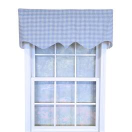 RLF Home - 100% Cotton Gingham Regal With Poly/Cotton Ivory lining Rod Pocket Valance 50" x 17" - Blue
