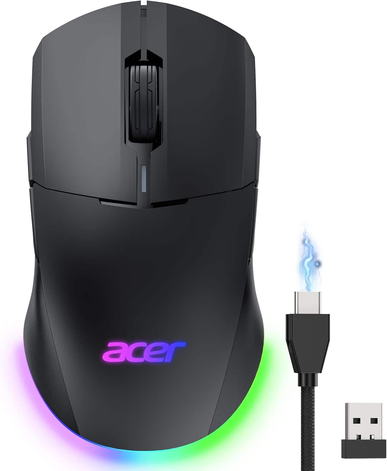 Acer - Wireless Gaming Mouse for Laptop, 24,000 DPI Wired Computer Mouse with 8 Programmable Buttons, Left & Right Hand - Wireless - Black