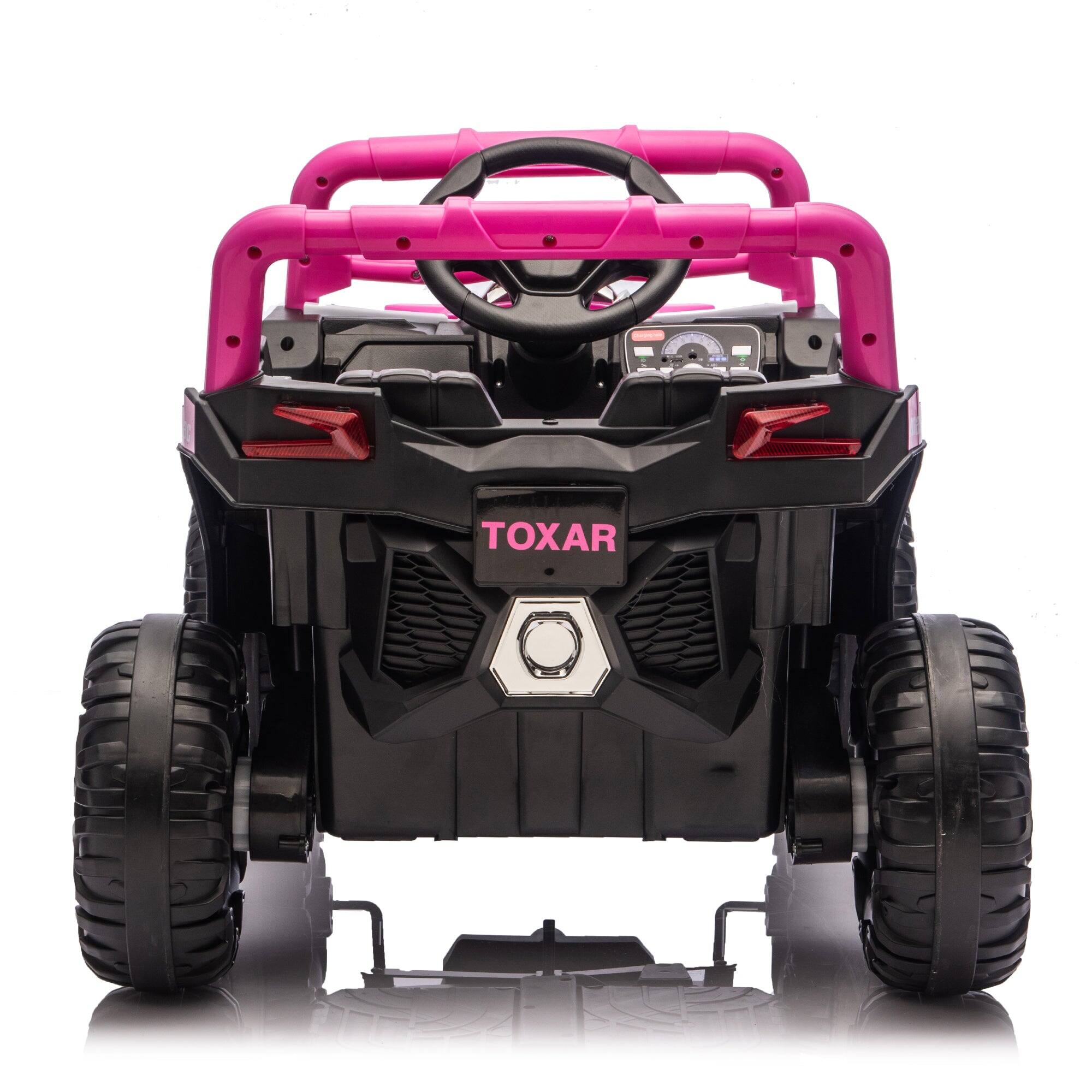 Alt View 1. Boyel Living - 3+ Pink 12V Kids Ride On UTV with Parents Remote Control Twin 25W Motors - pink.