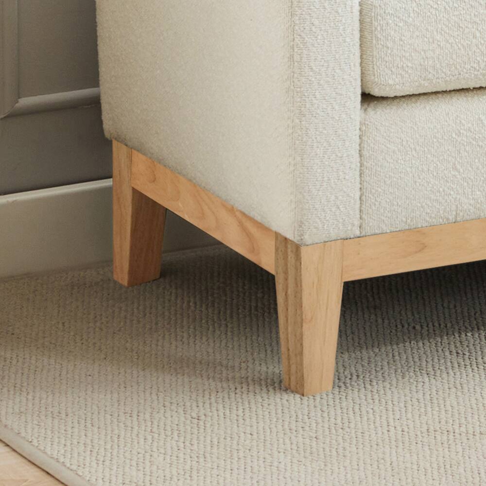 Alt View 4. Ropilly - Ropilly Ivory Boucle End of Bed Bench Upholstered Entryway Daybed with Natural Wood Frame and Bolster Pillows - Ivory.