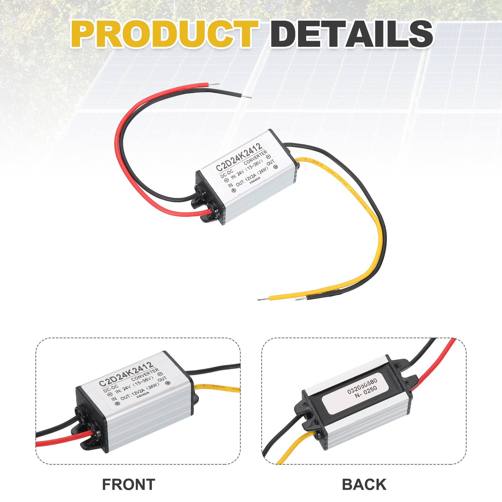PRODUCT DETAILS

C2D24K2412 CONVERTER

DC-DC CONVERTER

IN: 24V (15-36V)
OUT: 24V 2A

FRONT

BACK

032030580
N-0250
