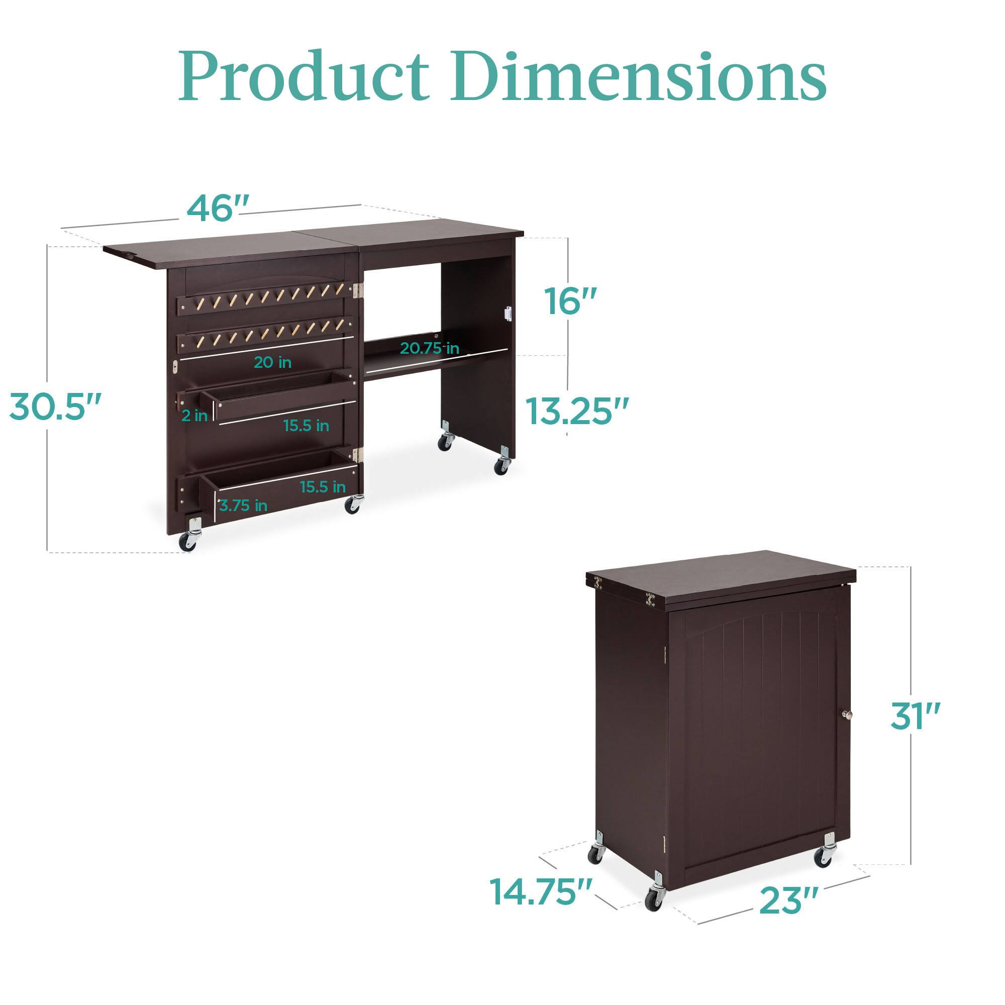 Product Dimensions: 46" x 16" x 30.5", 20" x 20.75" x 15.5" x 15.5" x 3.75", 31" x 23" x 14.75" x 13.25" x 2" x 4.75".