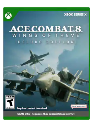 XBOX SERIES X
ACE COMBAT 8: WINGS OF THE VENUS | DELUXE EDITION
TEEN | ESRB
Requires content download
BANDAI NAMCO
GAME DISC | Requires: Xbox Subscription & Internet - T (Teen 13+)