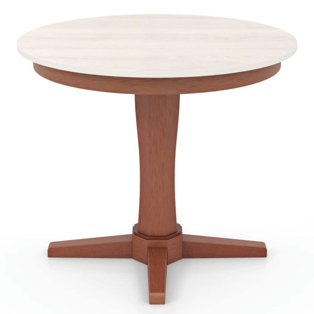 Resenkos - Dining Table,Dinner Table, 35 Inches Wooden Round Dining Table with Pedestal Base - White