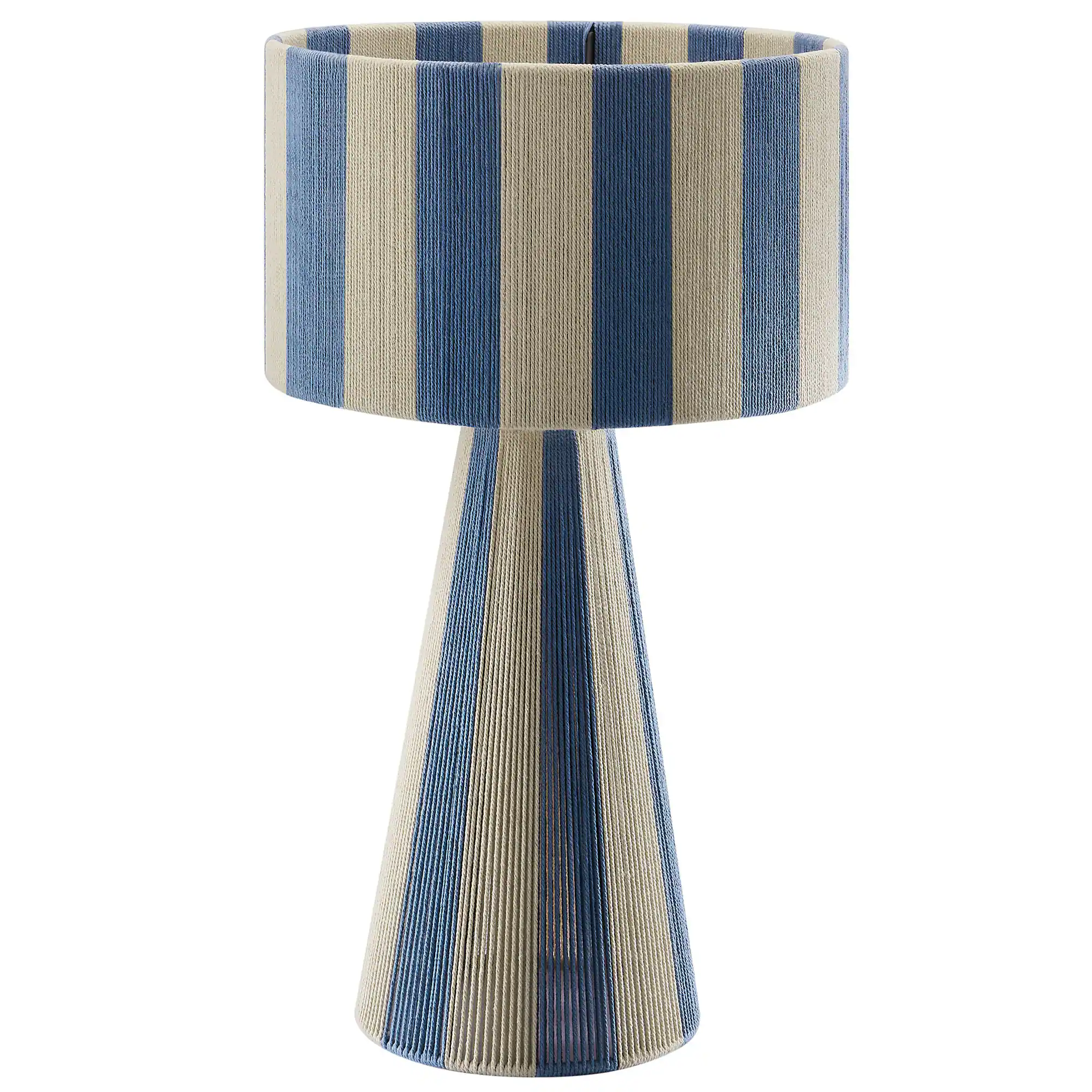 Angle. Modway - Renae Handwoven Cotton Thread Striped Table Lamp by Modway - Capri Blue.