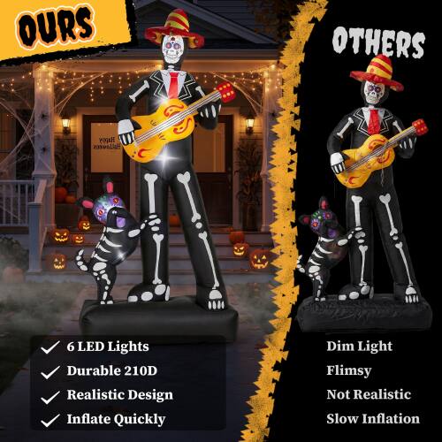 OURS

Happy Halloweex

6 LED Lights
Durable 210D
Realistic Design
Inflate Quickly

OTHERS

Dim Light
Flimsy
Not Realistic
Slow Inflation