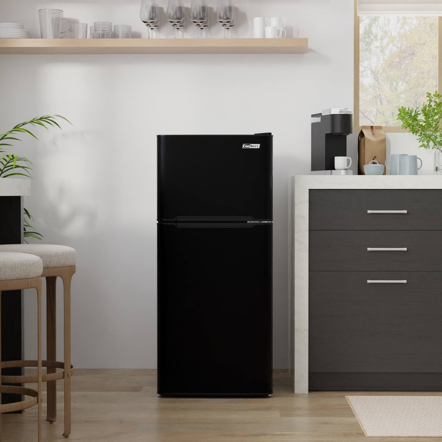 Alt View 7. Conserv - Conserv 19" Mini Fridge, Compact Refrigerator with Freezer 4.5 cu. ft. with 2 Reversible Door 110V - Black - Black.