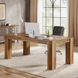 Tribesigns - Office Executive Desk, For Computer Work and Writing in Home Offices and Everyday Organization - Brown