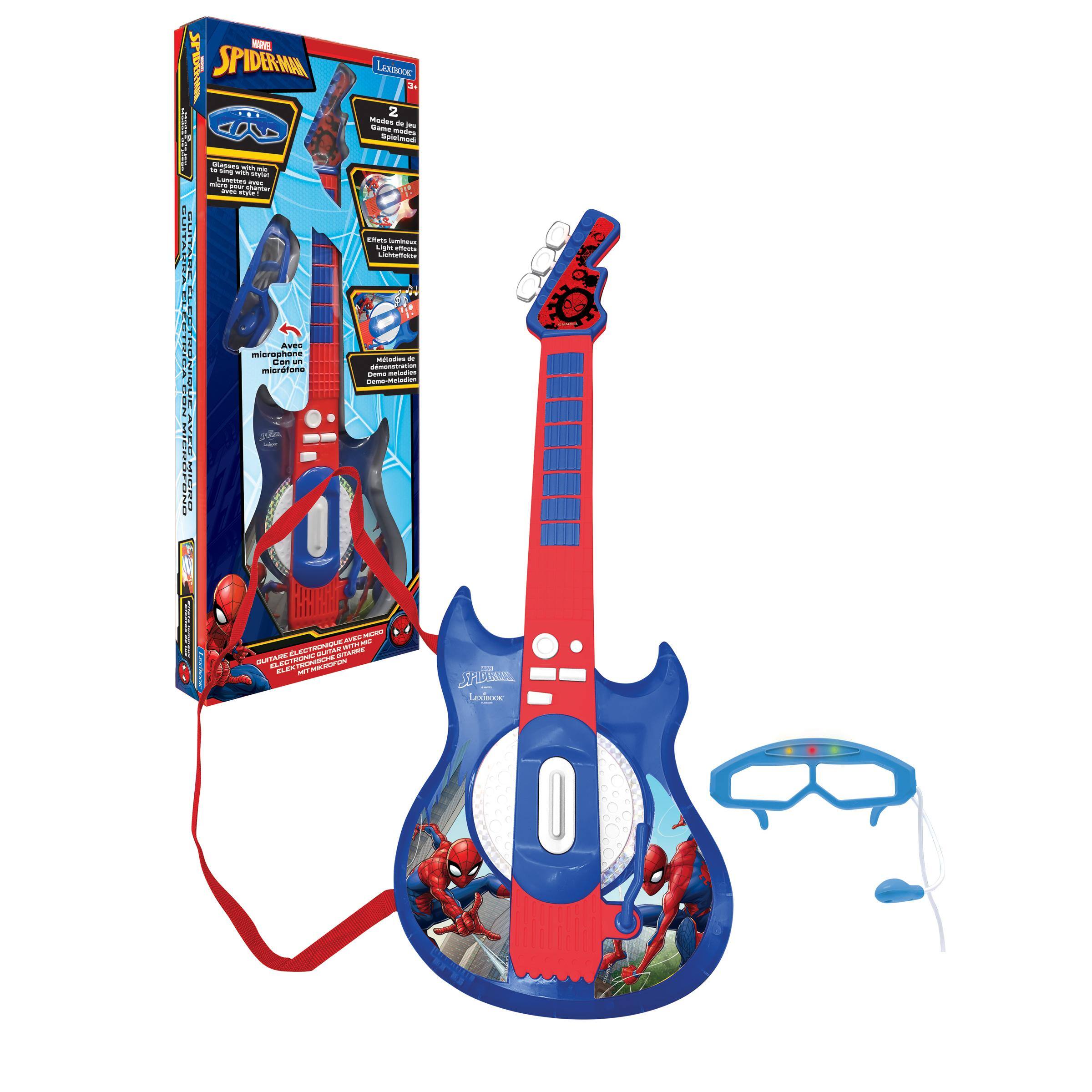 MARVEL SPIDER-MAN ... 11 Diasses with He sing with shylat NEW Linettes evec your shanter cove myMe!

LEXBOOK  2 Modes de  Game modes Spielmodi

Efeta lumineux Light effects Lighteffekte

Avec microphone Con un micrófono

Meades de dmonstration Dena melaries Demo-Melodien

WWW.OLAOWW.FREE

40000 MICRO MYTH ML OLITANE c LECTRONIQUE BLASAR STARNE ELECIMONIC ELEX ART MBCROFON

LEXIBOX
