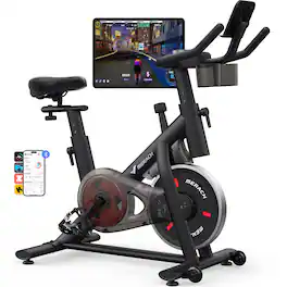 MERACH - Exercise Bike with New RPM Game Mode for Home Stationary Bike Enhanced Electronic, Holder Silent Belt Drive - Red
