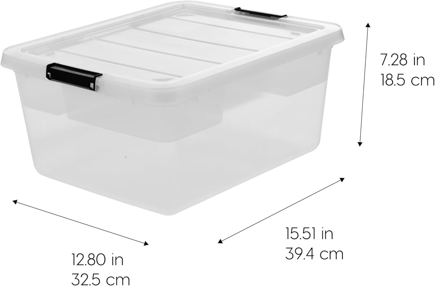7.28 in 18.5 cm  
12.80 in 32.5 cm  
15.51 in 39.4 cm