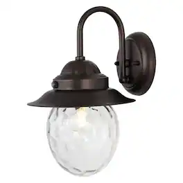 Jonathan Y - Rodanthe 8.25" 1-Light Farmhouse Industrial Iron/Glass Outdoor LED Sconce - Oil Rubbed Bronze/Clear