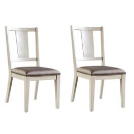 Manhattan Lane - Witzy Side Dining Chair Set of 2, Faceted Panel Back - White Oak, Dark Gray