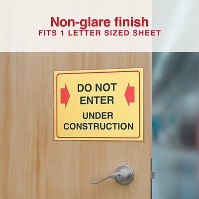 Non-glare finish  
FITS 1 LETTER SIZED SHEET  

DO NOT ENTER  
UNDER CONSTRUCTION