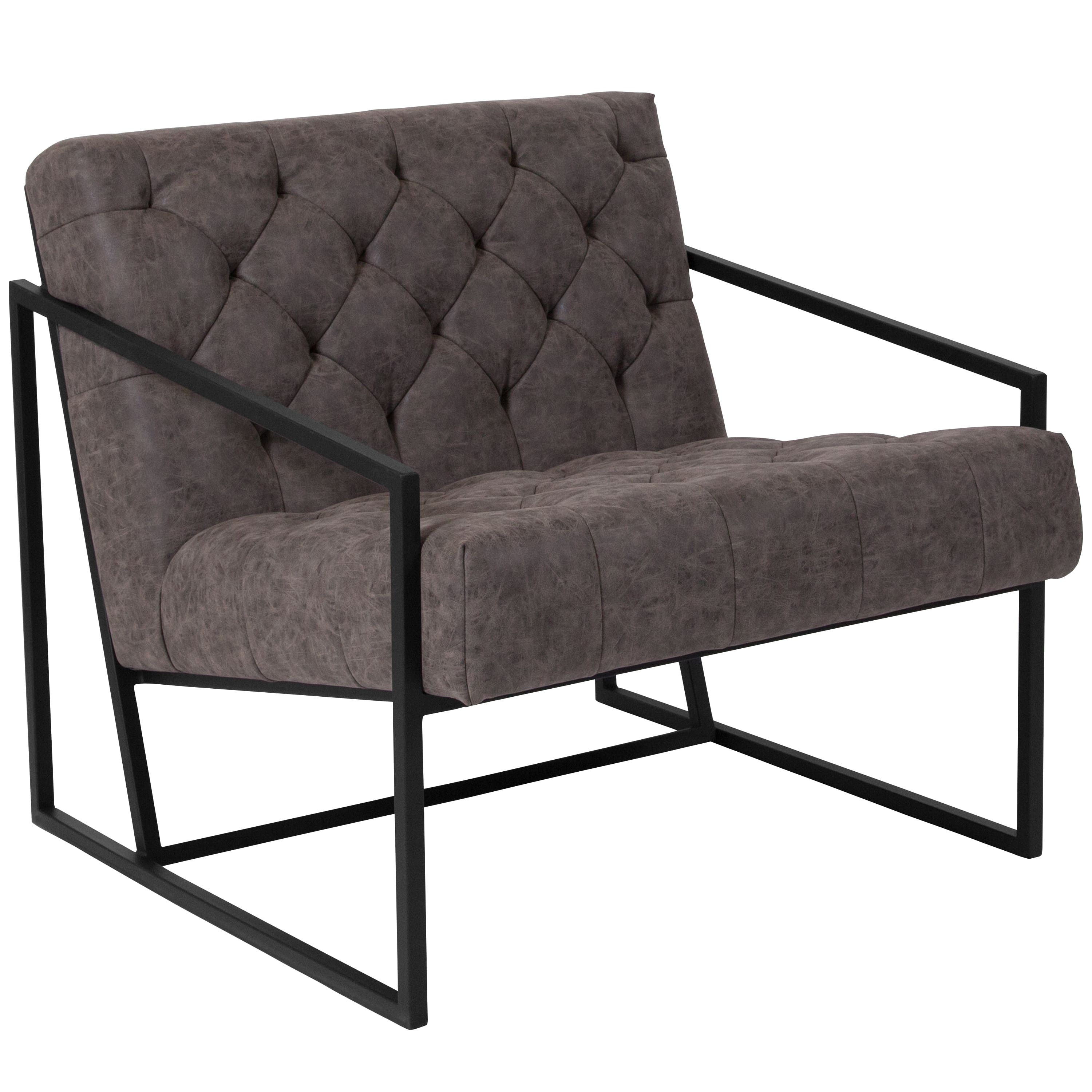 Emma + Oliver - Home Office Tufted Lounge Accent Chair - Retro Gray