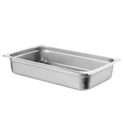 Front. Glintex - 6 Pack Full Size Anti-Jam Stainless Steel Steam Table Pans,Lids, 4-Inch Deep Food Pans for Catering and Restaurant Use - Silver.