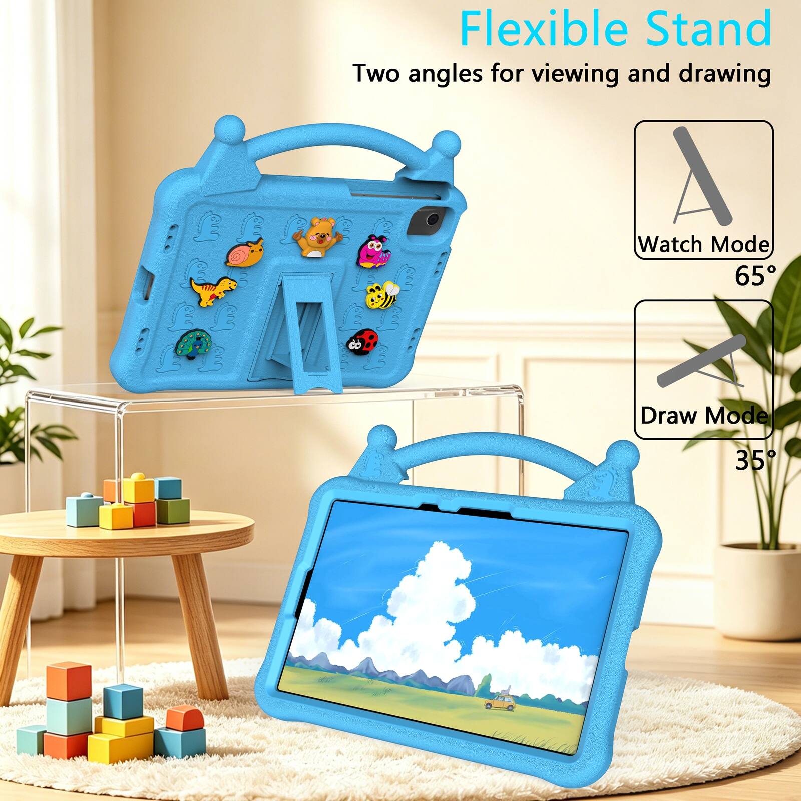 Flexible Stand  
Two angles for viewing and drawing  
A 8  
Watch Mode 65°  
Draw Mode 35°