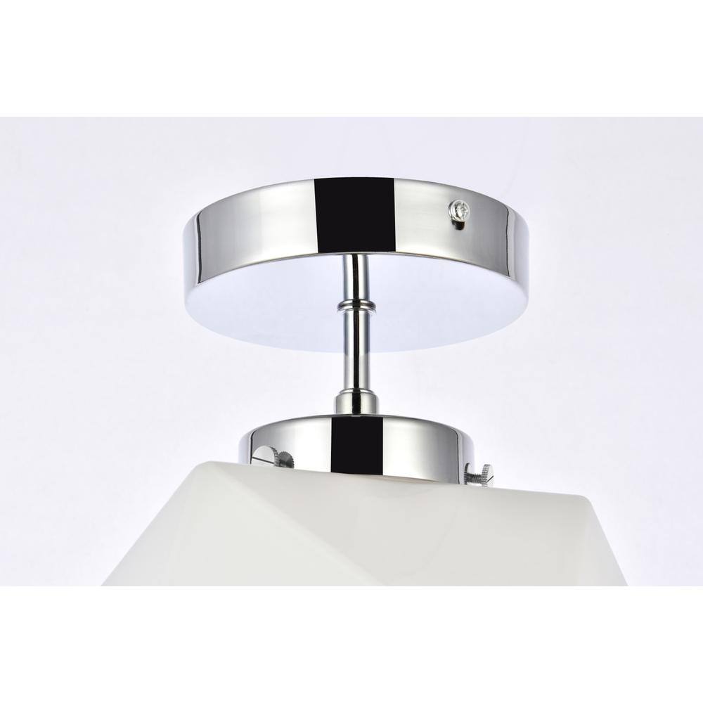 Alt View 2. Living District - Lawrence 1 light chrome and white glass flush mount - Chrome And White.