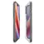 The image features two cell phones, both with Spigen cases, which are placed side by side. The cases are clear, allowing the phones to be visible. The phones are turned off, and their screens are not visible. The Spigen cases provide protection and a sleek appearance for the devices.