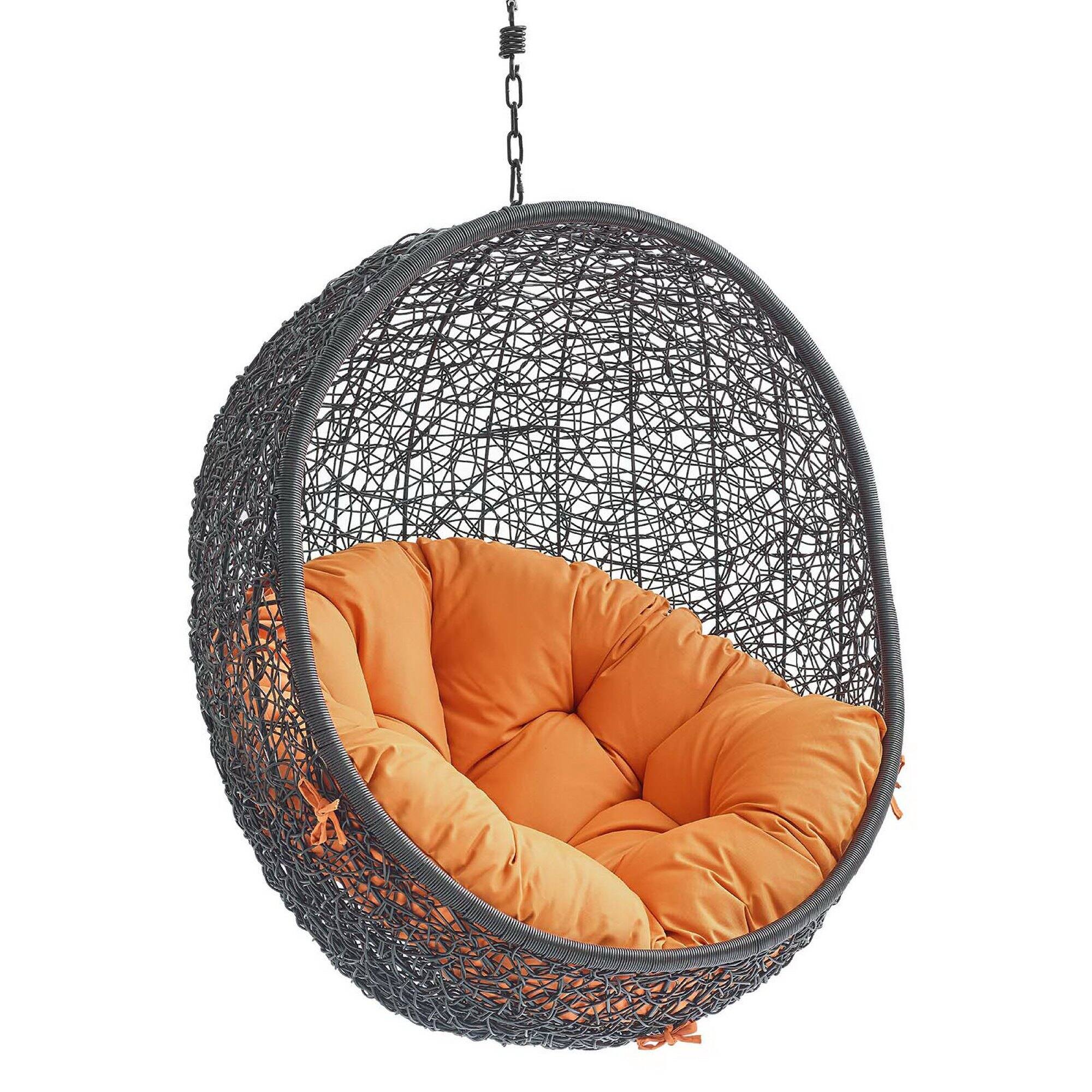 Angle. Modway - Encase Swing Outdoor Patio Lounge Chair Without Stand by Modway - Black Orange.