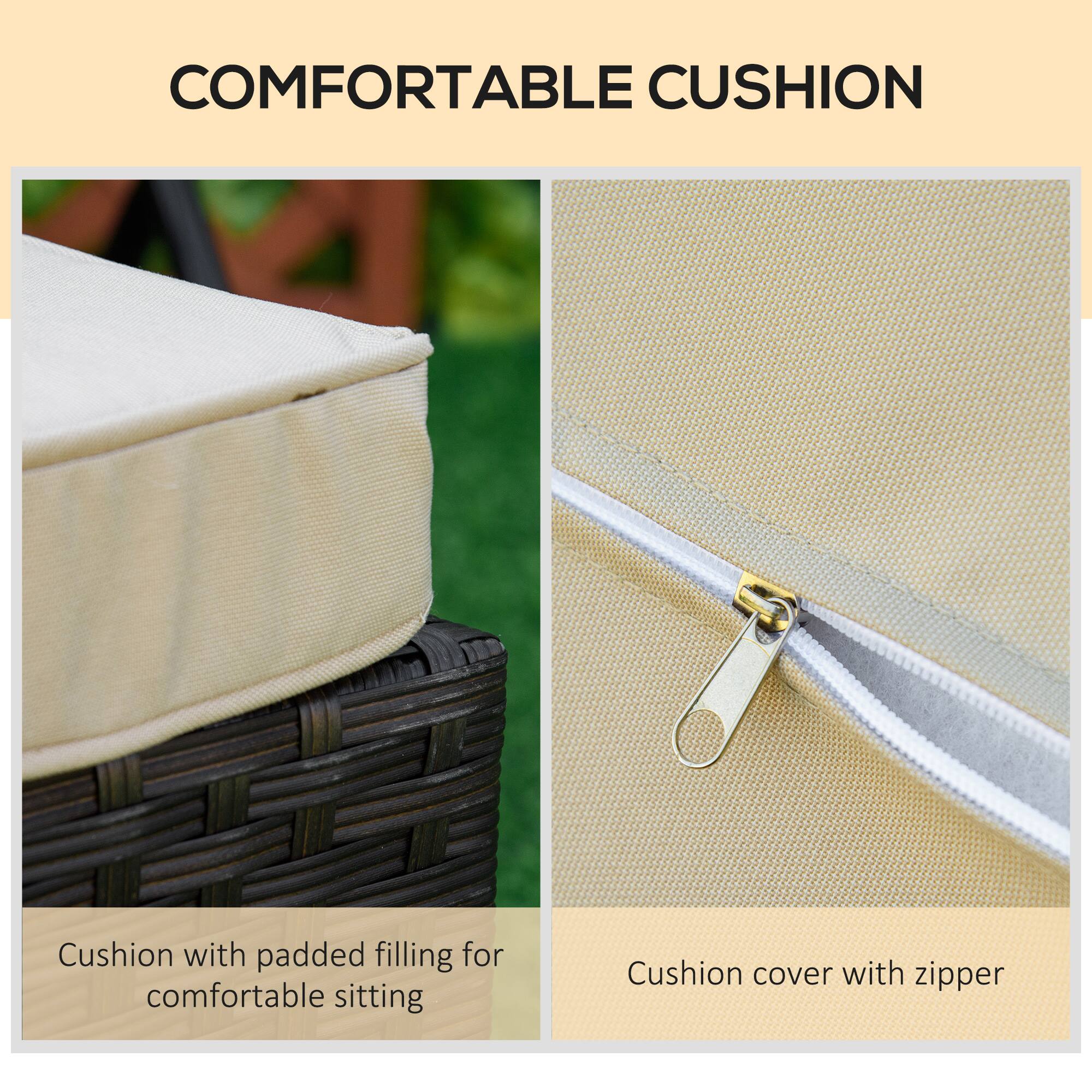 COMFORTABLE CUSHION

Cushion with padded filling for comfortable sitting

Cushion cover with zipper