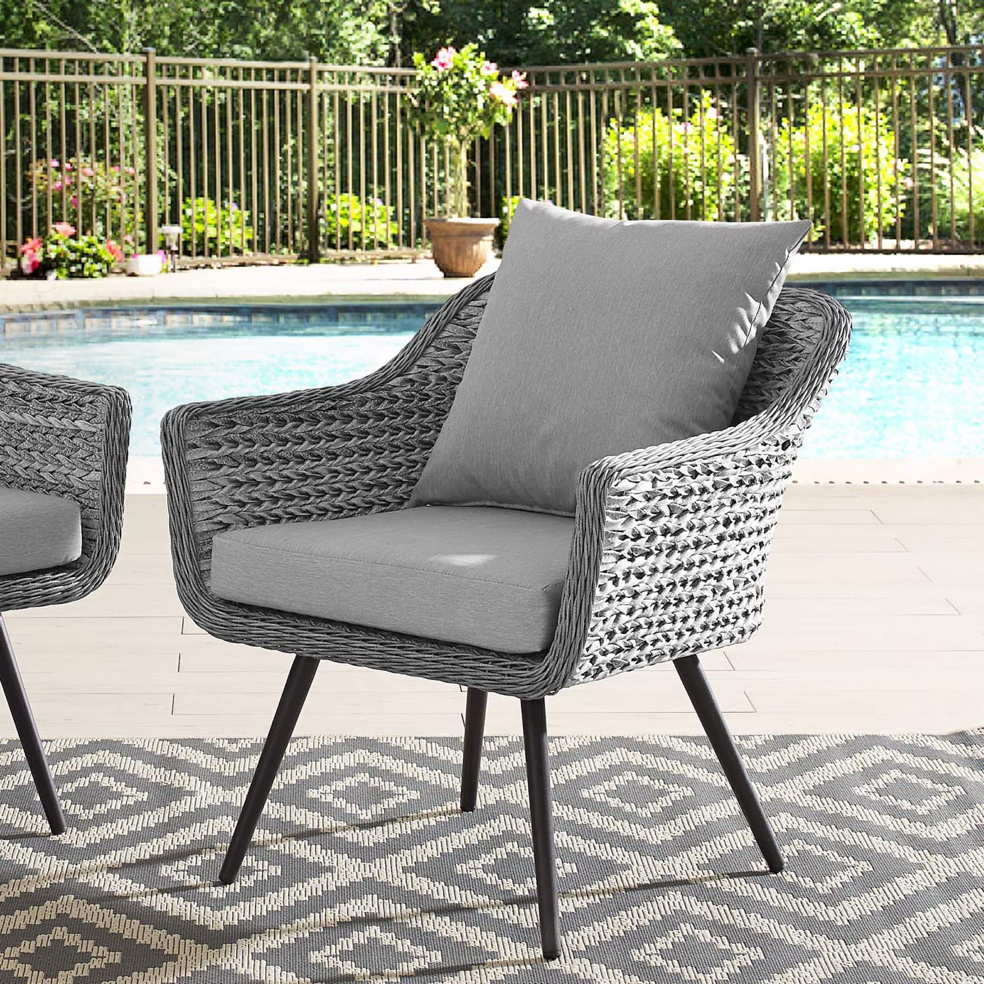 Endeavor Outdoor Patio Wicker Rattan Armchair by Modway - Gray Gray