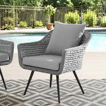 Front. Modway - Endeavor Outdoor Patio Wicker Rattan Armchair by Modway - Gray Gray.
