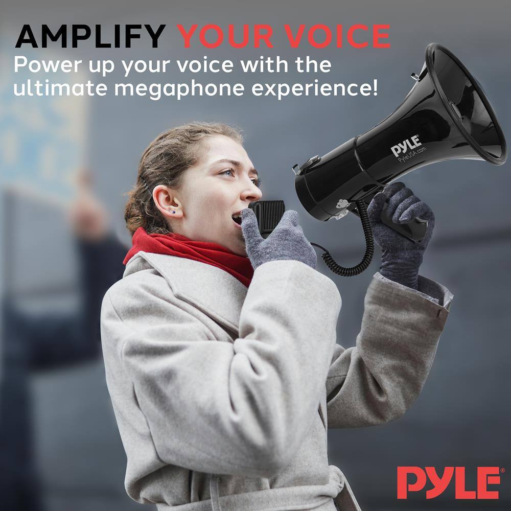 AMPLIFY YOUR VOICE  
Power up your voice with the ultimate megaphone experience!  

PYLE  
PyleUSA.com