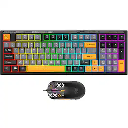 Sahara - Wired Gaming Keyboard & Mouse Combo | 98 Keys Full Keyboard | Anti-Ghosting Multi-Key | 7-RGB Backlights - Black/Orange