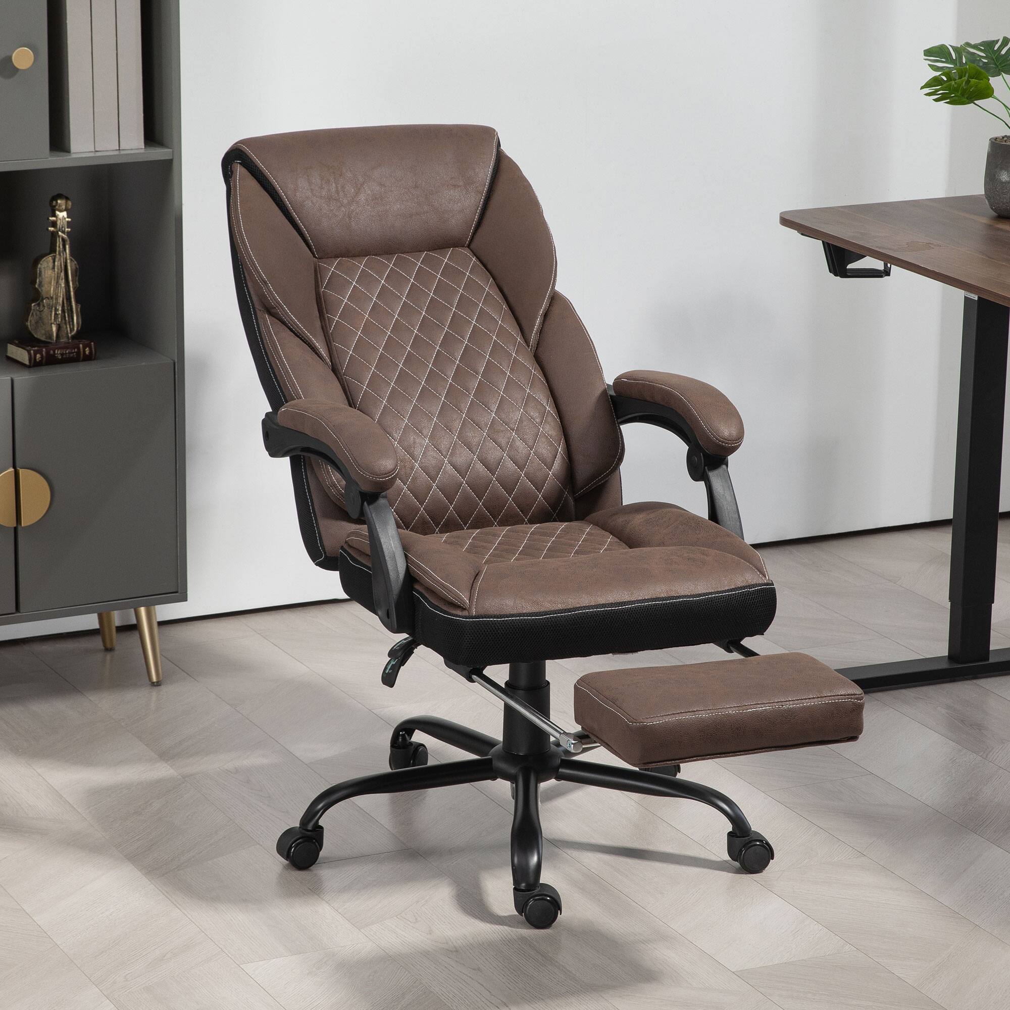 Angle. APRILSOUL - Executive Office Chair with FootRest Ergonomic Chair Reclining Swivel Chair with High Back Adjustable Height Dark Brown - Brown.