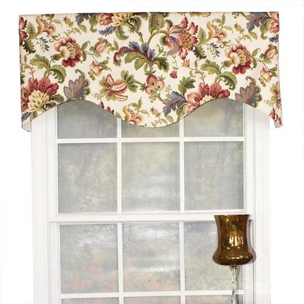 Front. RLF Home - RLF Home Noblesse Cornice 3" Rod Pocket Valance 50" x 17" Multicolor - Eggshell.
