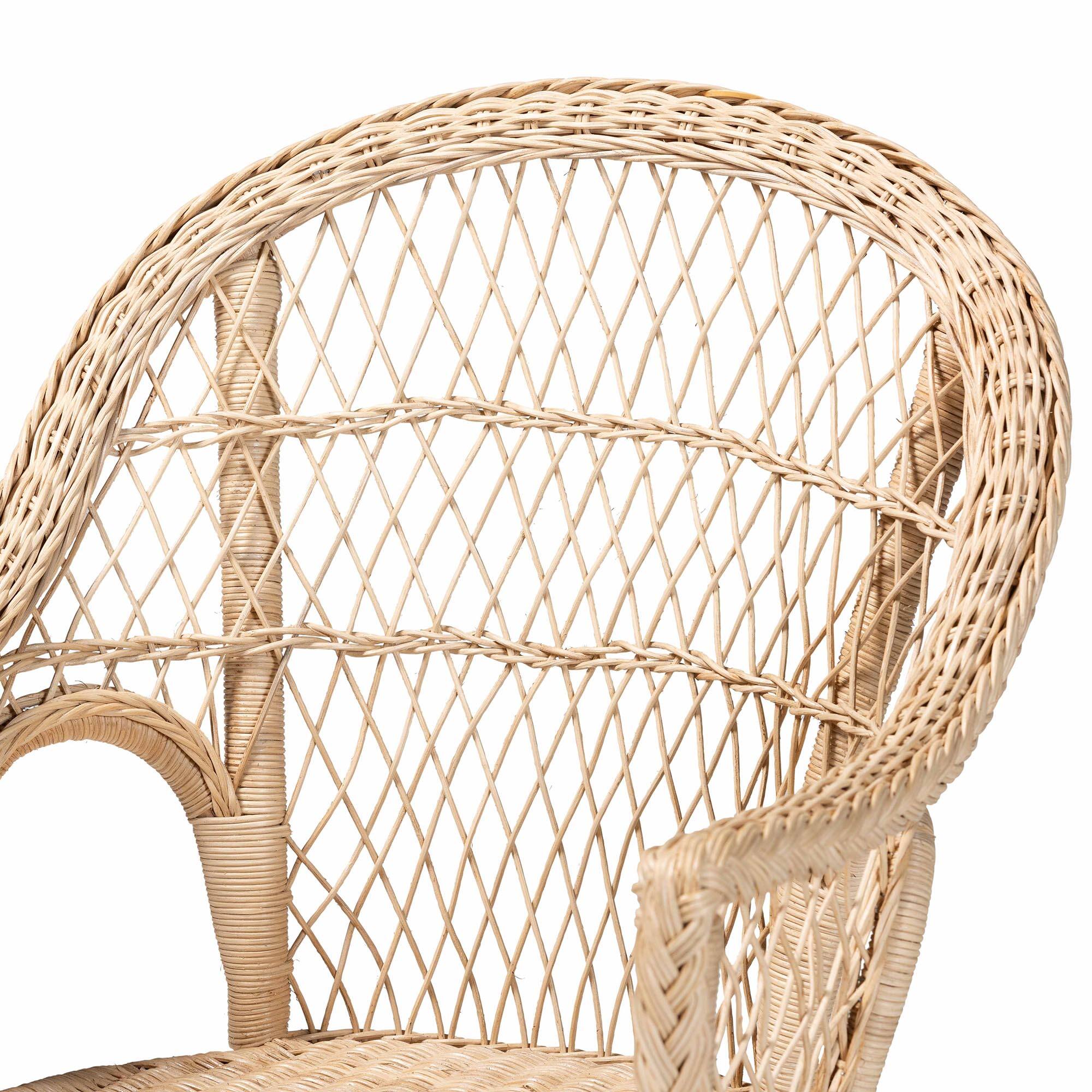 Alt View 1. bali & pari - Zaira Modern Bohemian Natural Rattan Arm Chair - Natural.