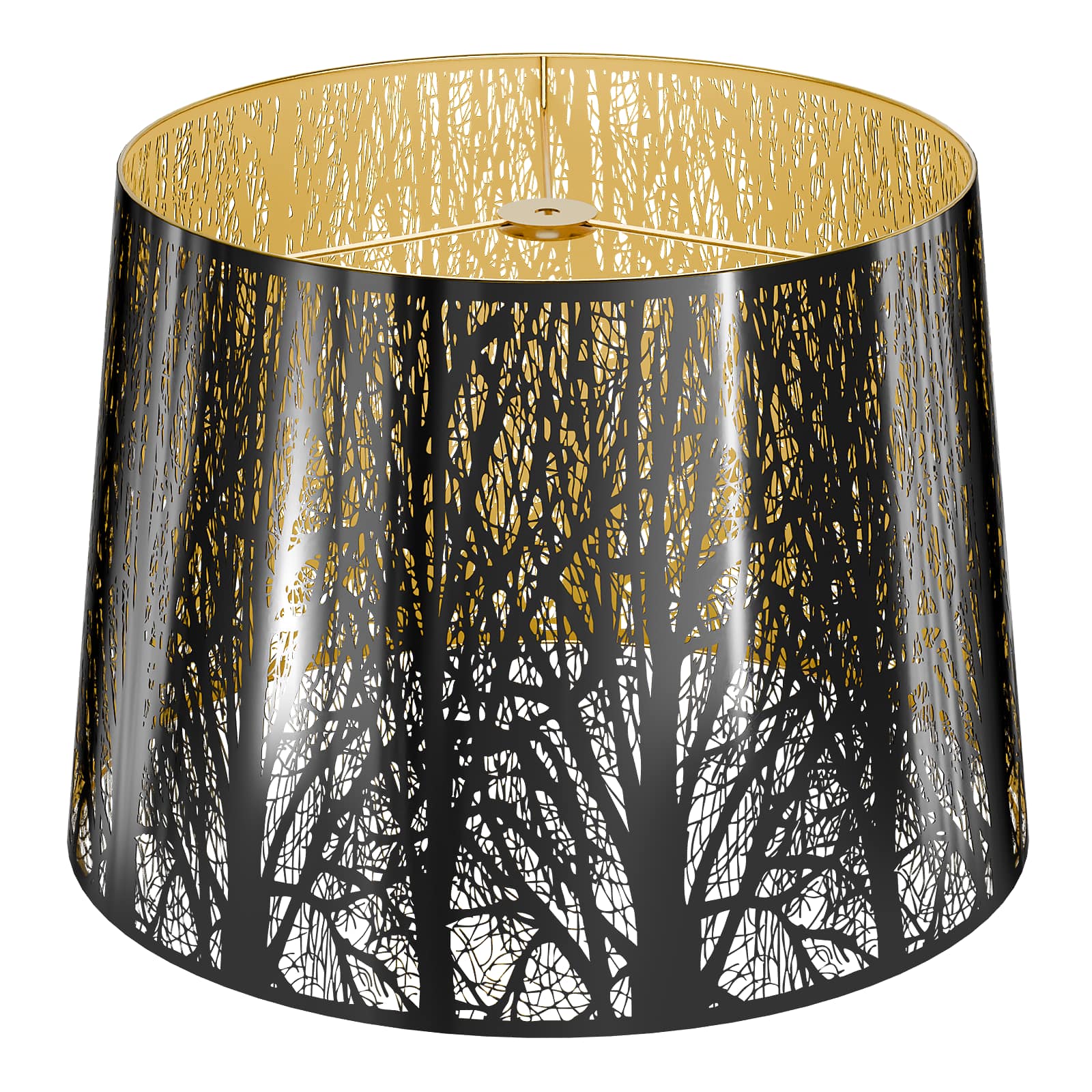 Alucset - Large Drum Lampshade Large Lamp Shade Modern Metal Forest Mirror Effect Lamp Shade Lampshades Replacement (Spider) - Chrome&Gold
