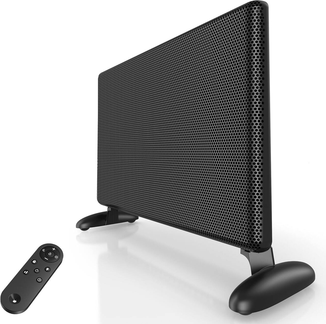 Angle. Edendirect - 1500 W 16.54 in Electric Tower Ceramic Convection Space Heater in Black with Tip-Over Safety Switch,Child Lock.