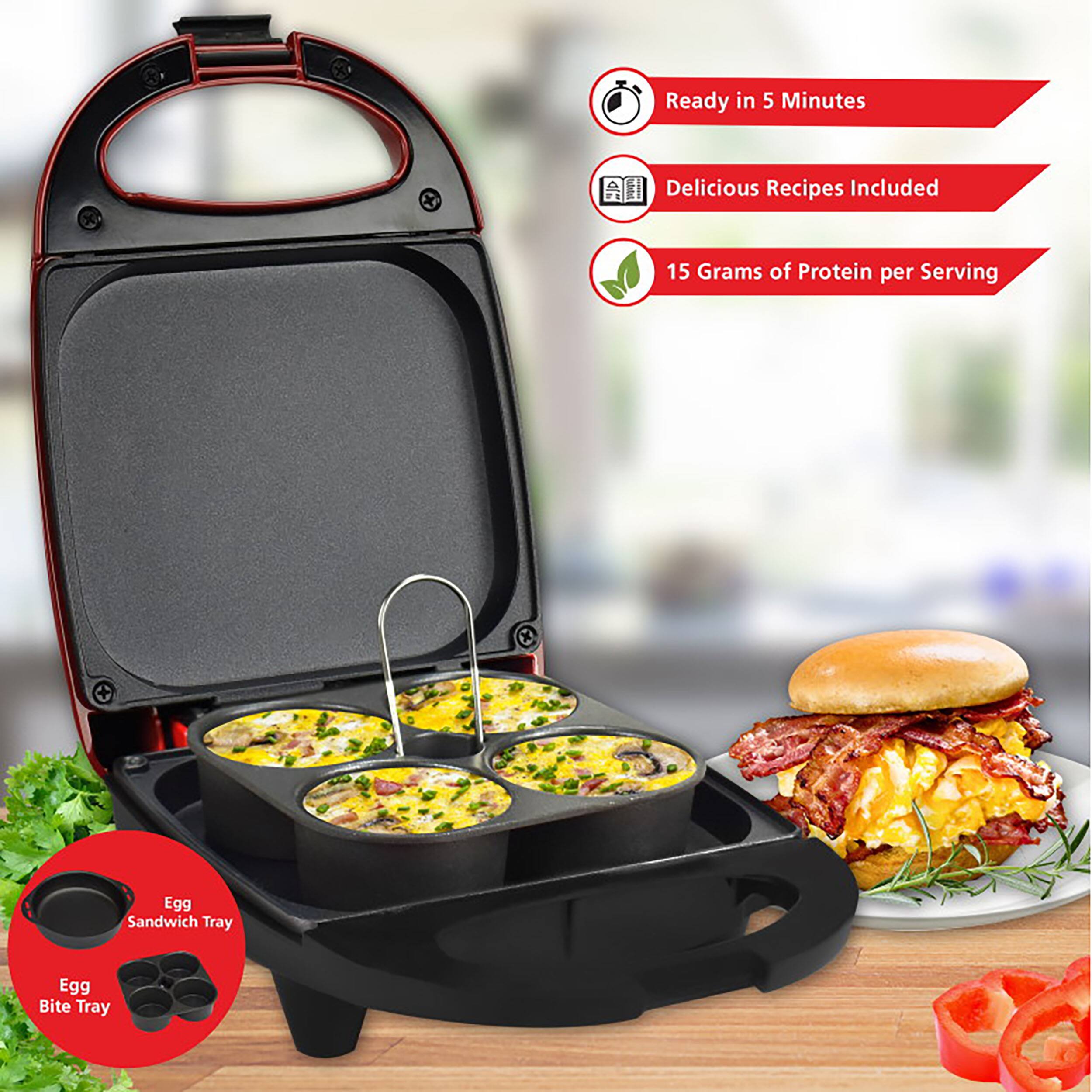 Ready in 5 Minutes, Delicious Recipes Included, 15 Grams of Protein per Serving, Egg Sandwich Tray, Egg Bite Tray