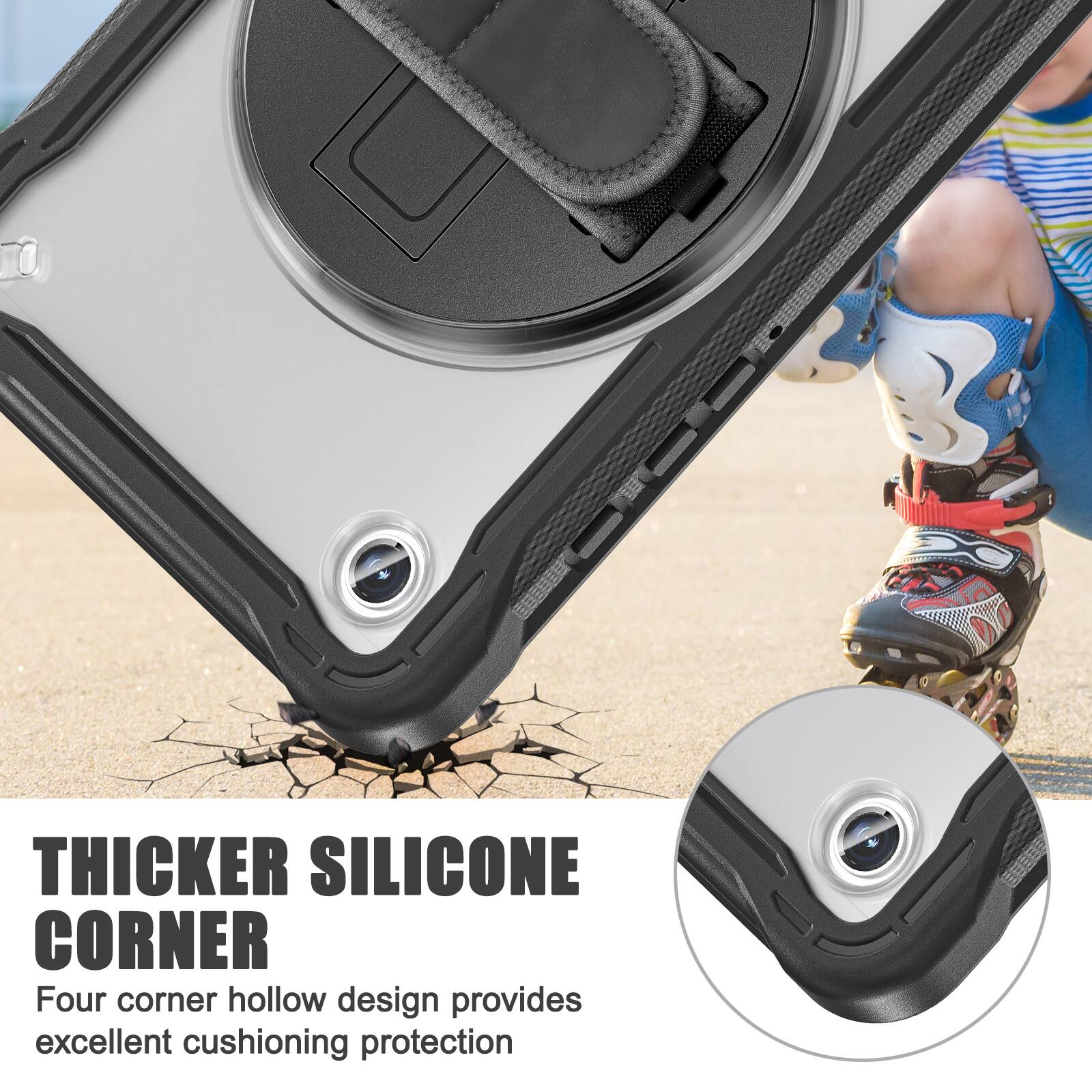 THICKER SILICONE CORNER

Four corner hollow design provides excellent cushioning protection