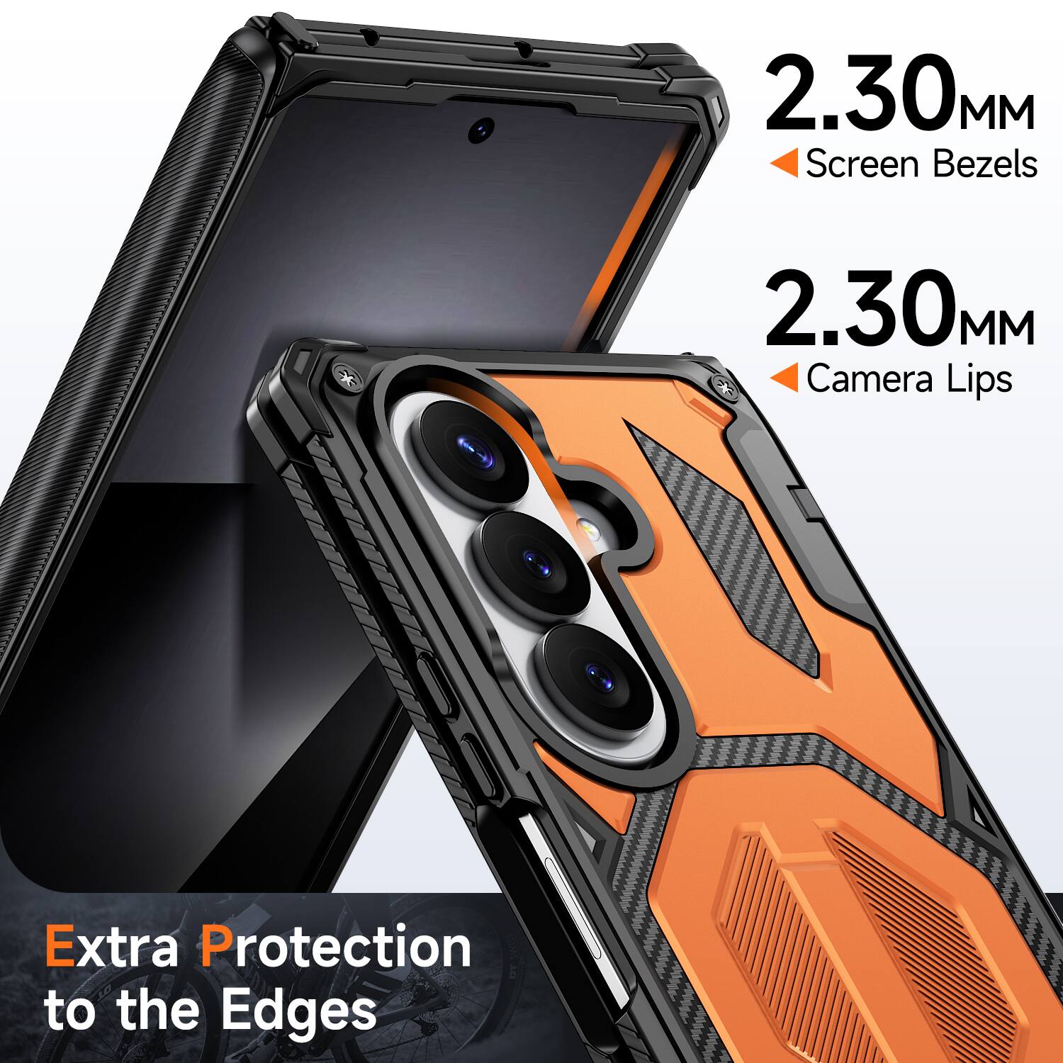 2.30 MM Screen Bezels  
2.30 MM Camera Lips  
Extra Protection to the Edges