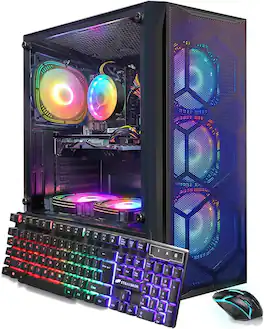 STGAubron - Gaming PC Desktop Computer, Intel Core i7 8th Gen up to 4.1Ghz, Radeon RX 580 8G, 16GB DDR4, 1TB SSD, W11H - Black