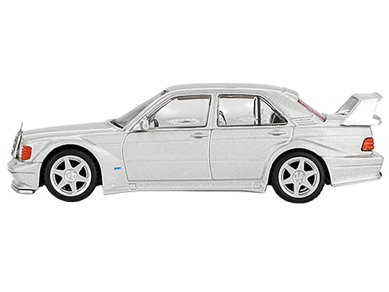 Angle. Mini GT - Mercedes-Benz 190E 2.5-16 Evolution II Astral Silver Metallic Limited Edition 1/64 Diecast Model Car by Mini GT - Silver Metallic.