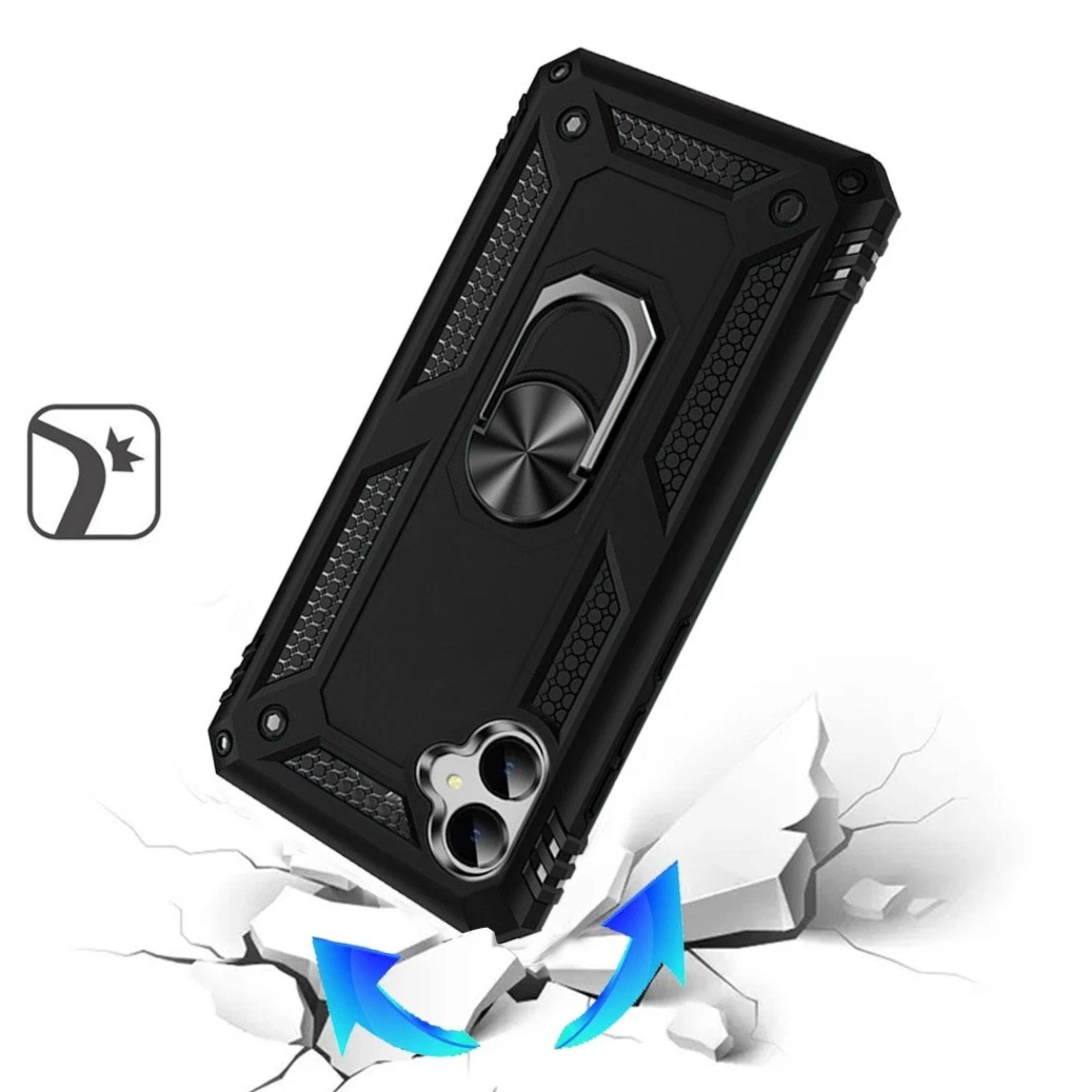Left. Kitcheniva - Magnetic Ring Stand Holster Clip Phone Cover For Samsung Galaxy A06 - Black.