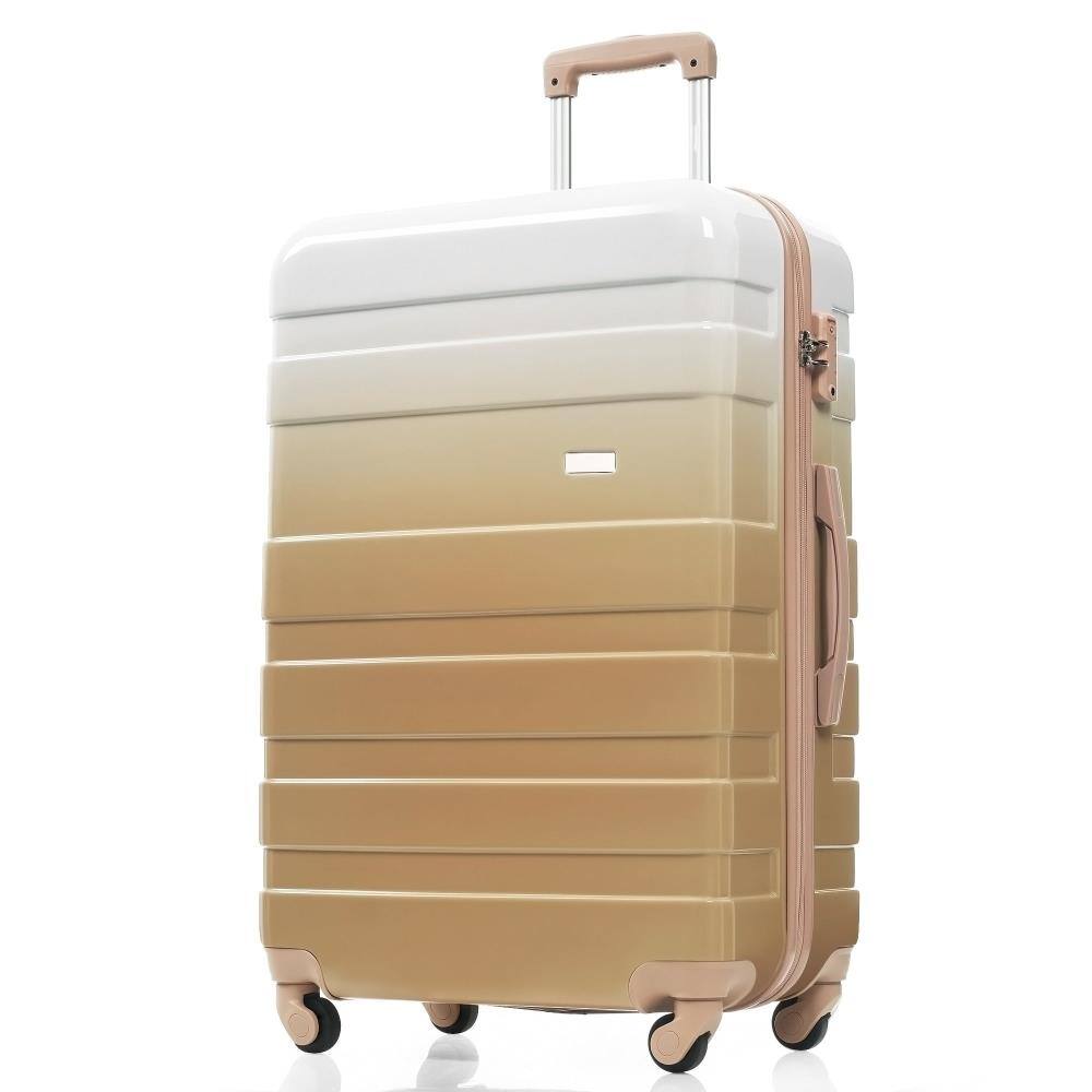 Angle. BreeBe - New Model 3-Piece ABS Hardshell Luggage Set 20/24/28, Lightweight Durable Suitcases with Spinner Wheels & TSA Lock - Tan.