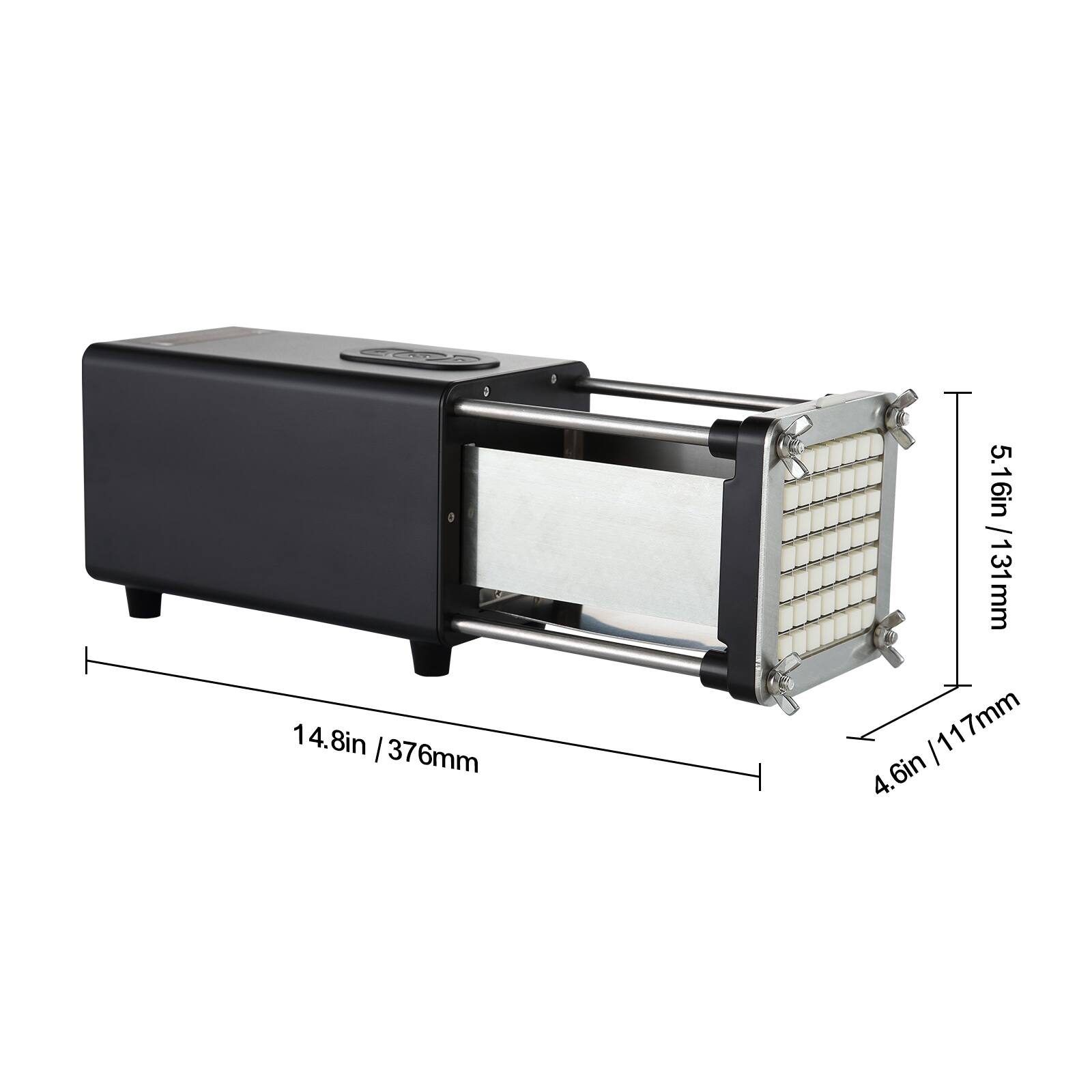 14.8in / 376mm  
5.16in / 131mm  
4.6in / 117mm