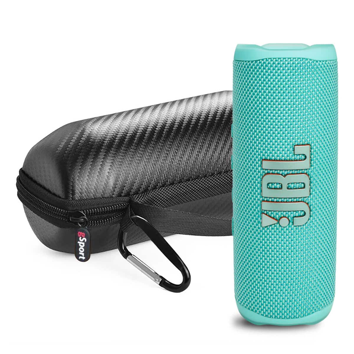 JBL - Flip 6 Waterproof Portable Speaker with gSport Carbon Fiber Case - Teal