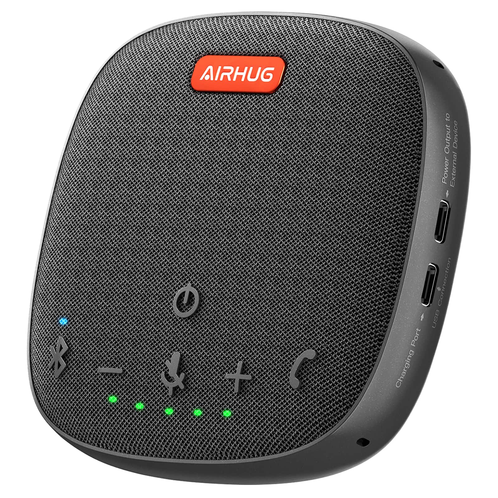 AIRHUG - Conference Bluetooth & USB Speakerphone, 360° Voice Pickup, Noise Reduction, USB-C Plug & Play, Works with Zoom & Teams - Black