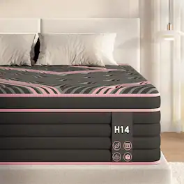 GOODSILO - King Size Hybrid Mattress with Pocket Springs and Memory Foam for Medium Firm Support - Pink+Black
