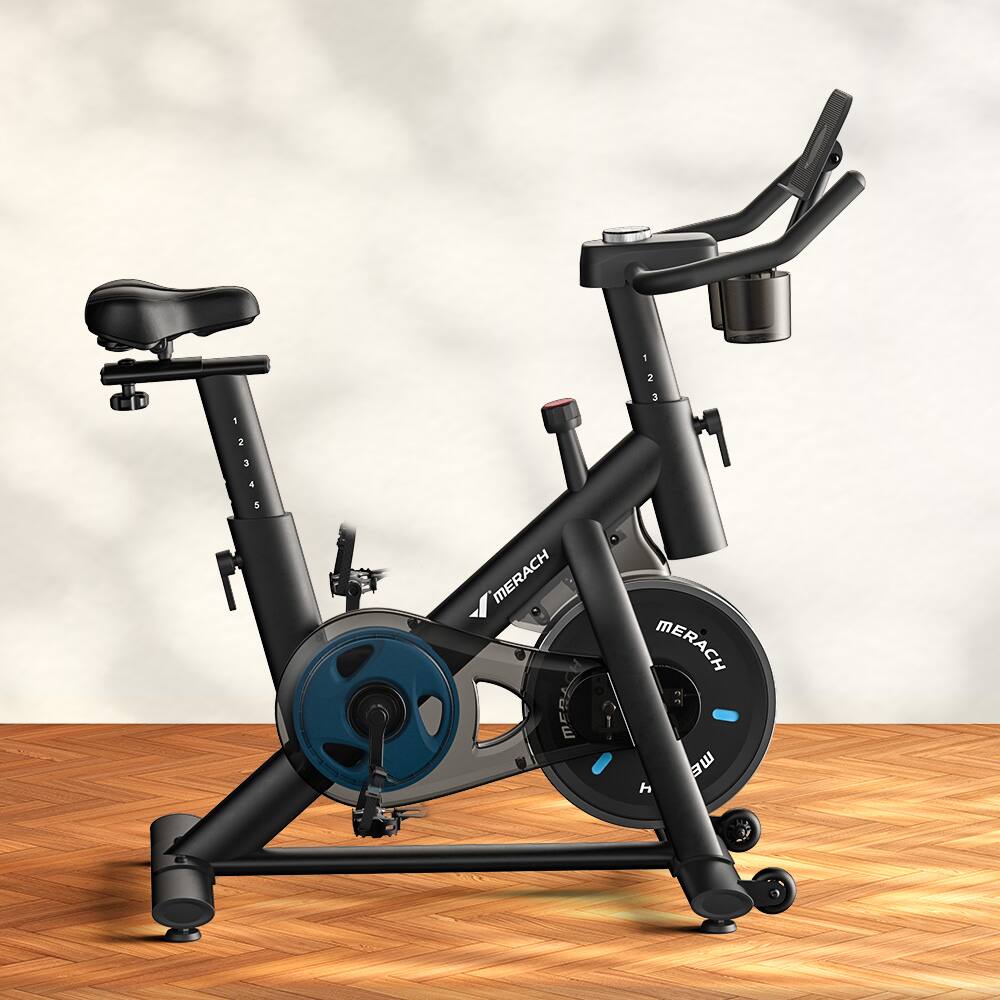 Left. MERACH - MERACH S26 Home Exercise Bike Quiet Stationary Fitness Bicycle Workout Fullbody - Black.