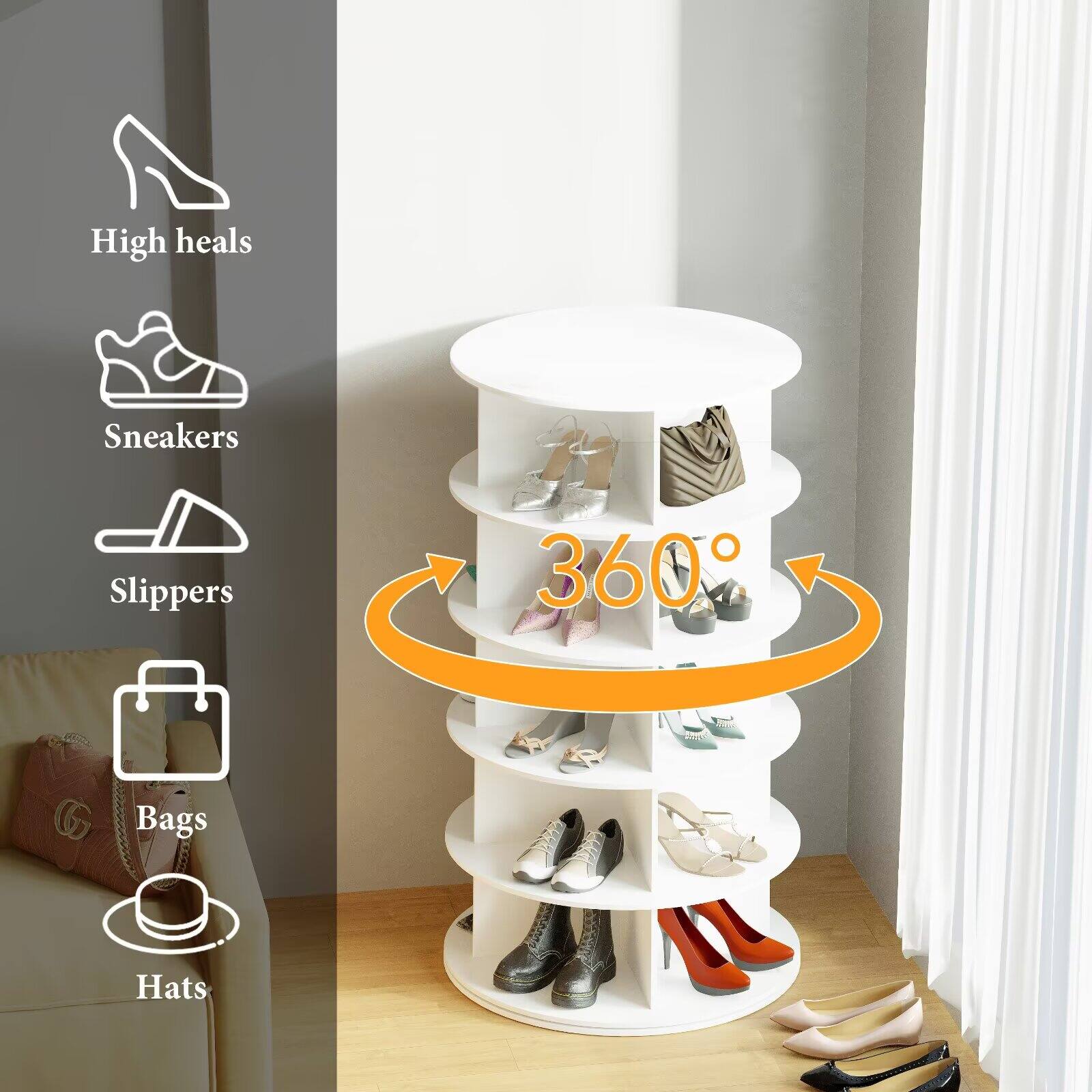 High heels  
Sneakers  
Slippers  
Bags  
Hats