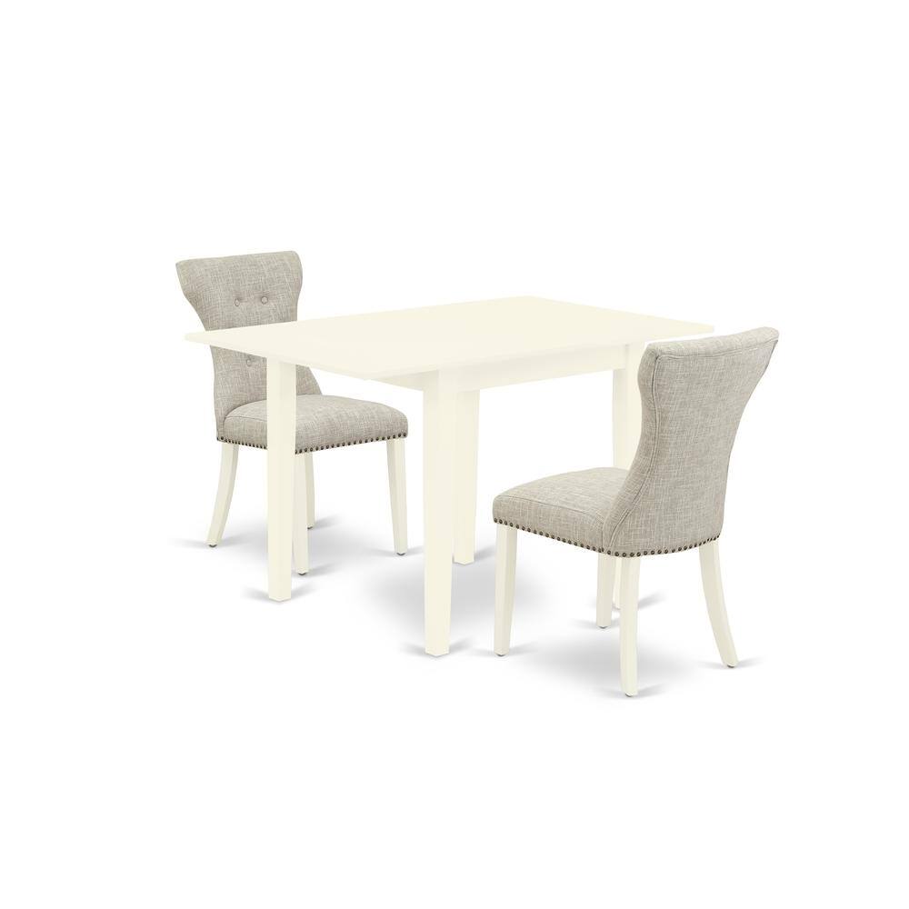 Left. East West Furniture - Dining Room Set Linen White - Brown.
