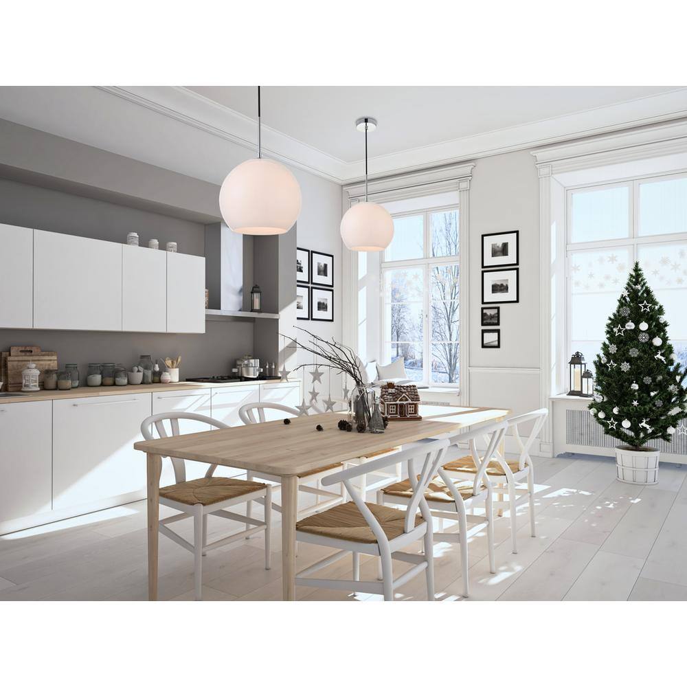 Angle. Living District - Baxter 1 Light Chrome Pendant With Frosted White Glass - Chrome And Frosted White.